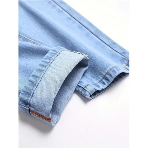 NWT Men's Light Wash Distressed Split Smiley Face Jeans - Picture 5 of 5